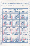 Calendarietto - Centro D'informazioni Del Nickel - Milano - Anno 1957 - Petit Format : 1941-60