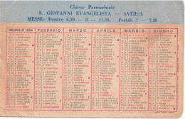 Calendarietto - Chiesa S.giovanni Evangelisa - Aversa - Anno 1954 - Petit Format : 1941-60