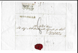 REGNO DI SARDEGNA , LETTERA DA ARQUATA PER SARZANA   , BOLLI DI SERRAVALLE E " RETRODATO " , 1843 - Sardinia