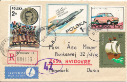 Poland Registered Cover Sent To Denmark Wroclaw 19-8-1974 With A Lot Of Stamps Also On The Backside Of The Cover - Brieven En Documenten