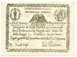 9 PAOLI ASSEGNATO STATO PONTIFICIO REPUBBLICA ROMANA DAL 09/09/1798 QFDS - Andere & Zonder Classificatie