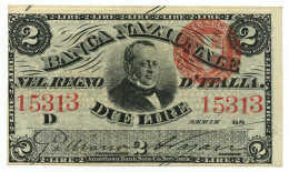 2 LIRE BANCA NAZIONALE NEL REGNO D'ITALIA CAVOUR 25/07/1866 SPL+ - Other & Unclassified