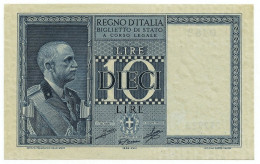 10 LIRE BIGLIETTO DI STATO VITTORIO EMANUELE III FASCIO 1939 XVIII SUP+ - Regno D'Italia – Autres