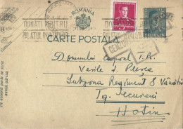 ROMANIA 1942 POSTCARD, CENSORED, COMMUNIST PROPAGANDA STAMP POSTCARD STATIONERY - 2de Wereldoorlog (Brieven)