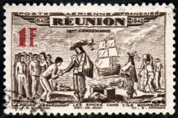 Réunion Obl. N° PA 18 - Tricentenaire Du Rattachement Le 1f Sépia Et Rouge - Poste Aérienne