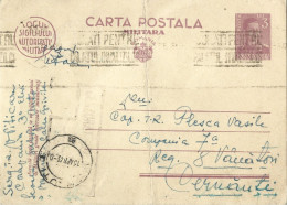 ROMANIA 1943 CERNAUTI, MILITARY POSTCARD, CENSORED, COMMUNIST PROPAGANDA STAMP POSTCARD STATIONERY - World War 2 Letters