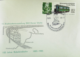 DDR: Anlass-Brief "100 Jahre Rübelandbahn" Mit SoSt. BLANKENBURG 1 Vom 18.5.1985 Und 20 Pf Personenwagen Knr:  Zf/2793 - Maschinenstempel (EMA)