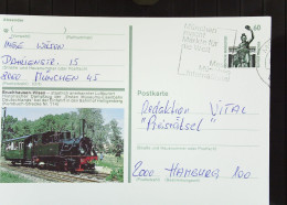 GS-Bildpostkarte "Historischer Dampfzug Bei Der Einfahrt In Den Bahnhof Heiligenberg" Mit 60 Pf Bavaria-München Knr:1341 - Cartoline Illustrate - Usati