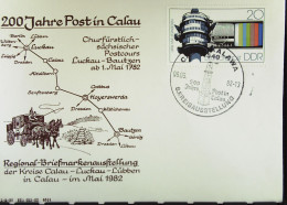 Brief-Umschlag Und SoSt. Zur BM-Ausstellung "200 Jahre Post In CALAU/KALOWA" Mit 20 Pfg UKW/FS-Turm V 6.5.1982 Knr: 2491 - Maschinenstempel (EMA)