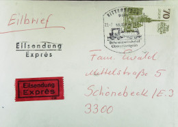 Eilbrief Mit 70 Pfg 750 J. Berlin Mit SoSt. "Schmalspurbahnhof Oberrittersgrün " Vom 23.7.1986 Knr: 3026 Rs. Bahnpostst. - Maschinenstempel (EMA)