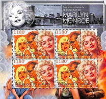 A0147 - BURUNDI - ERROR 2012  MISSPERF Stamp SHEET:  CINEMA  Marylin Monroe - Acteurs