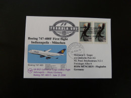 Premier Vol First Flight Indianapolis Munchen Boeing 747 Lufthansa 2004 - Storia Postale