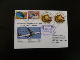 Premier Vol First Flight Cape South Africa Town To Frankfurt  Airbus A340 Lufthansa 2004 - Lettres & Documents