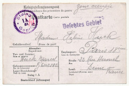 Carte Postale Depuis Le Stalag 1A Stablack - Censure Violette "Stalag 1 A 51 Geprüft" - Avril 1941 - WW II