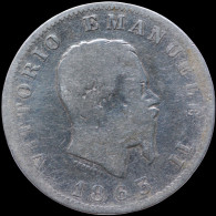 LaZooRo: Italy 1 Lira 1863 M F Valore - Silver - 1861-1878 : Victor Emmanuel II