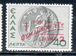 GREECE GRECIA ELLAS 1945 POSTAL TAX STAMPS TUBERCULOSIS SURCHARGED 2d On 40l MNH - Ongebruikt