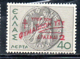 GREECE GRECIA ELLAS 1945 POSTAL TAX STAMPS TUBERCULOSIS SURCHARGED 2d On 40l MNH - Neufs