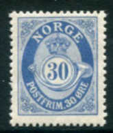 NORWAY 1927 Posthorn Definitive 30 Øre Blue MNH / **.  Michel 102 - Nuovi