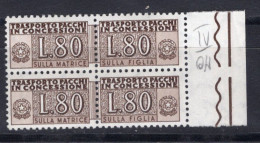 Italia (1955) - Pacchi In Concessione, 80 Lire Fil. Stelle 4° Tipo, Gomma Arabica, Sass. 10/II ** - Consigned Parcels