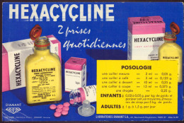 Buvard ( 21 X 13.5 Cm ) " Hexacycline " Sirop Antibiotique ( Pliures ) - Drogheria