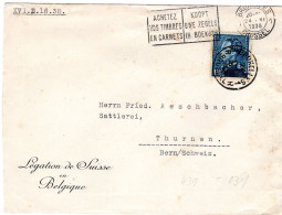 74240 - Belgien - 1938 - 1,75F Albert EF A Bf BRUXELLES - ... -> Schweiz, Abs: Botschaft Der Schweiz - Covers & Documents