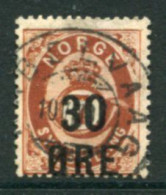 NORWAY 1906 Surcharge 30 Øre On Posthorn 7 Sk. Used.  Michel 65 - Used Stamps