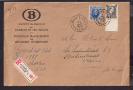 DDFF 678 - Enveloppe De Service Des Chemins De Fer Recommandée - TP Houyoux Et Col Ouvert S6 Et S25 BRUXELLES 1939 - Storia Postale