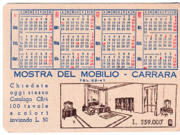 Calendarietto - Mostra Del Mobilio - Carrara - Anno 1954 - Petit Format : 1941-60