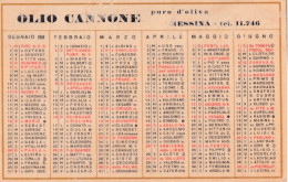 Calendarietto - Olio Cannone - Puro D'oliva - Messina - Anno 1958 - Petit Format : 1941-60