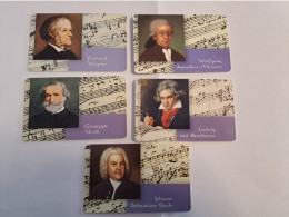 DUITSLAND/ GERMANY  SERIE 5X CHIPCARD  COMPONISTEN / WAGNER/BEETHOVEN/VERDI/MOZART/BACH /  USED    **16176** - K-Series: Kundenserie