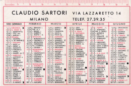 Calendarietto - Rappresentante Industria Tessili - Claudio Santori - Milano - Anno 1955 - Petit Format : 1941-60
