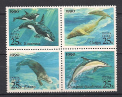 Russia  USSR 1990 Sea Animals. Mi 6130-33 (238) - Delfines