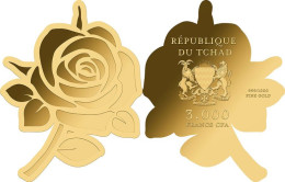Tchad, Monnaie D'or En Forme De Rose, 3000 Francs CFA 2023 - Tsjaad
