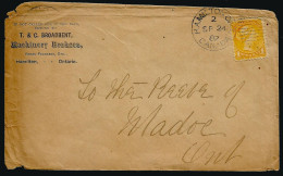 1887 T & C Broadbent Machinery Cover 1c Small Queen Duplex Hamilton Ontario To Madoc - Postal History