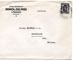 74254 - Belgien - 1947 - 60c Wappen EF A DrucksBf LESSINES -> Schweiz - Brieven En Documenten