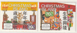 N 805) Weihnachts-Insel Mi# 270,271 **: Chines. Neujahr, Wunsch Für Gute Ernteerträge, Wohlstand,Geräte - Andere-Oceanië