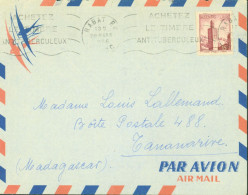 Vignette & Flamme Concordante Vignette Défense Contre Tuberculose Maroc YT 354 Flamme Timbre Antituberculeux 20 3 1956 - Poste Aérienne