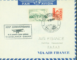 XXVe Anniversaire Première Laision Aérienne Casablanca Dakar CAD Illustré Journée Du Timbre Casablanca 11 3 1950 - Poste Aérienne