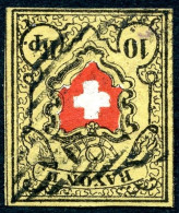 SUISSE - Z 16 II 10 RAPPEN CROIX NON ENCADREE STEIN A2 POSITION 2 - OBLITERE - CERTIFICAT ED. ESTOPPEY - 1843-1852 Federal & Cantonal Stamps