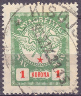 1910 MÁV Hungarian State Railways Internal Train Railway Revenue Tax Label Vignette 1 K Kisújszállás Postmark - Steuermarken