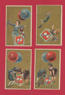 Biscuits Georges, Paris Courbevoie, Belle Série De 6 Chromos Dorées, Enfants & Ballons, Aérostat, Montgolfière - Sonstige & Ohne Zuordnung