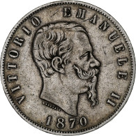 Italie, Vittorio Emanuele II, 5 Lire, 1870, Milan, Argent, TB+, KM:8.3 - 1861-1878 : Victor Emmanuel II.