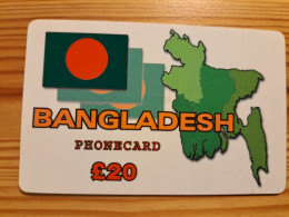 Prepaid Phonecard United Kingdom, Bangladesh Phonecard - Map, Flag - Emissioni Imprese