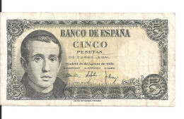 ESPAGNE 5 PESETAS 1951 VF P 140 - 5 Peseten