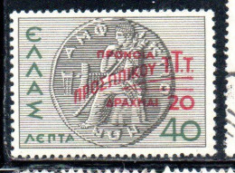 GREECE GRECIA ELLAS 1946 POSTAL TAX STAMPS TUBERCULOSIS SURCHARGED 20d On 40l MH - Unused Stamps