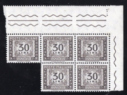 Italia (1962) - Segnatasse, 30 Lire Fil. Stelle 4° Tipo, Gomma Arabica, Sass. 116/II ** - Postage Due