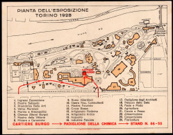 1928 ESPOSIZIONE TORINO NUOVA CARTOLINA CON RAPRESENTALA PIANTA DELL'ESPOSIZIONE OFFERTA IN OMAGGIO DALLE CARTIERE BURGO - Maximum Cards