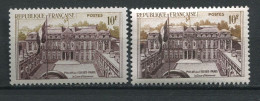 26168 FRANCE N°1126** 10F Palais De L'Elysée : Brun-rouge Au Lieu De Brun + Normal  1957  TB  - Ungebraucht