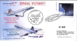 GRANDE BRETAGNE N° S/L DE LONDRES/10.4.03 POUR LA FRANCE+FIN DE CONCORDE - Storia Postale