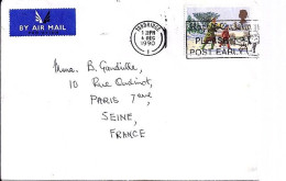 GRANDE BRETAGNE N° 1495 S/L DE TONBRIDGE/4.12.90 POUR LA FRANCE - Covers & Documents